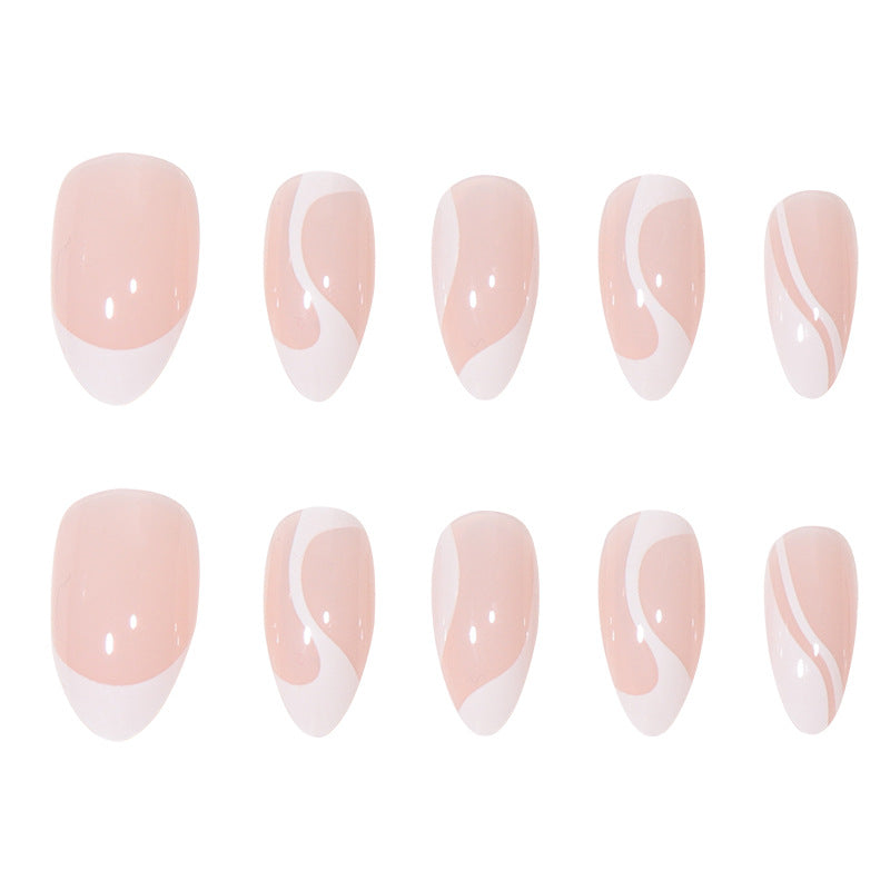 White French Lines Fake Nails Beauty Nail Art