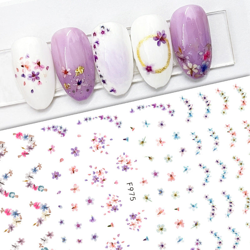 Simulation Rendering Fresh Flowers Leaves Cute Nail Stickers