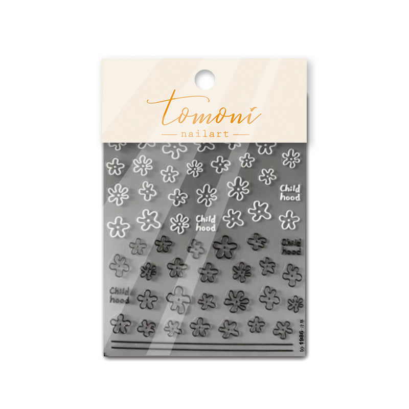 Embossed Adhesive Cute Color Flower Ornament Nail Stickers