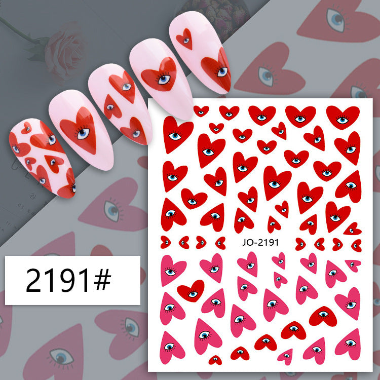 Heart Abstract Twisted Smiley Pattern Fingernail Nail Stickers