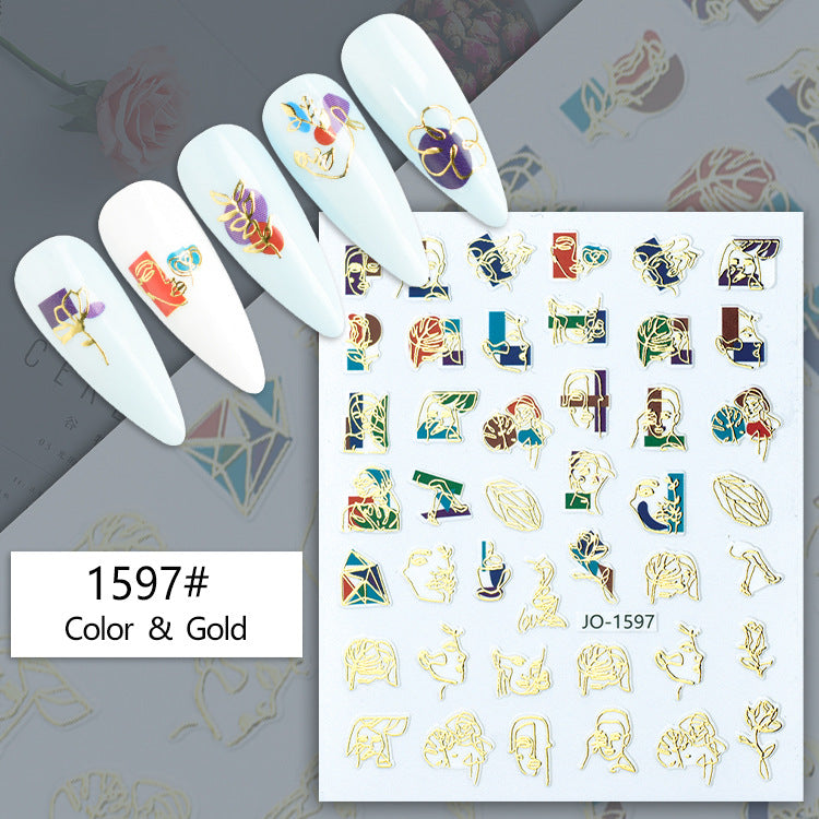 Geometric Abstract Gilding Leaves Color Hawaiian Nail Stickers