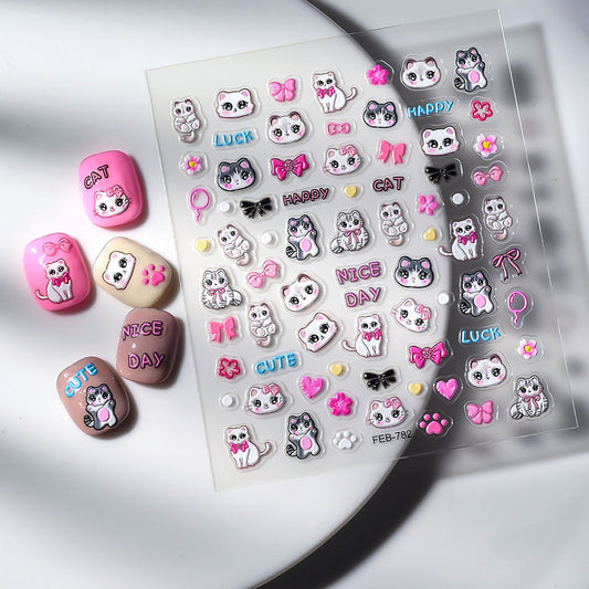 Cute Pet Kitty Pattern Stereo Nails Ornament Nail Stickers