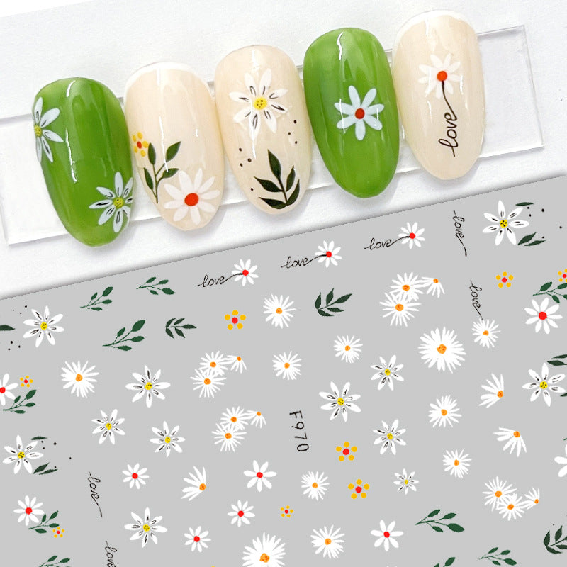 Simulation Rendering Fresh Flowers Leaves Cute Nail Stickers