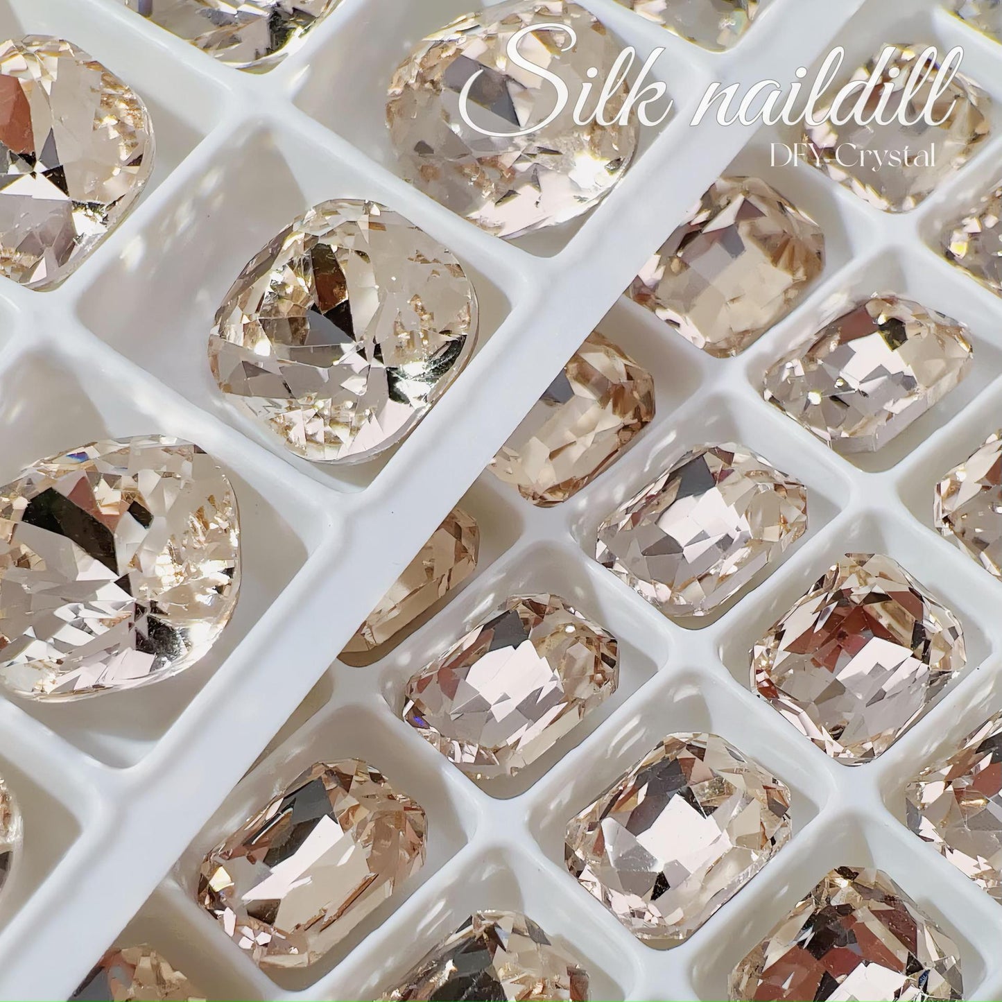 Ornement de diamant en cristal de beauté de couleur Champagne Crooked Nail Care Nail Art