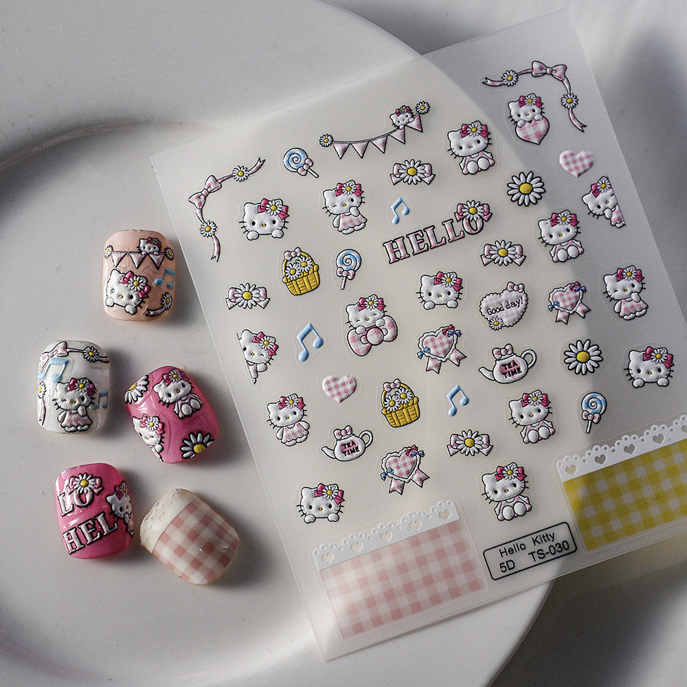 Series Three-dimensional Animal Cartoon Cat Adhesive Nail Stickers