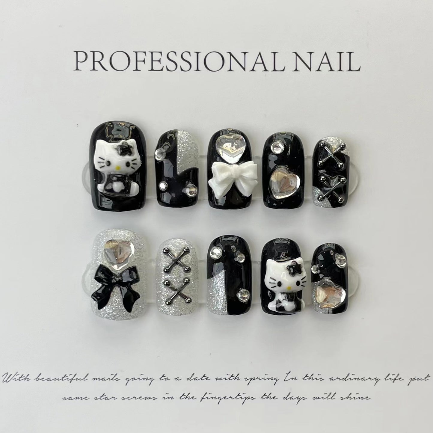 Handmade Wear Armor Dark Black Series Nail Stickers