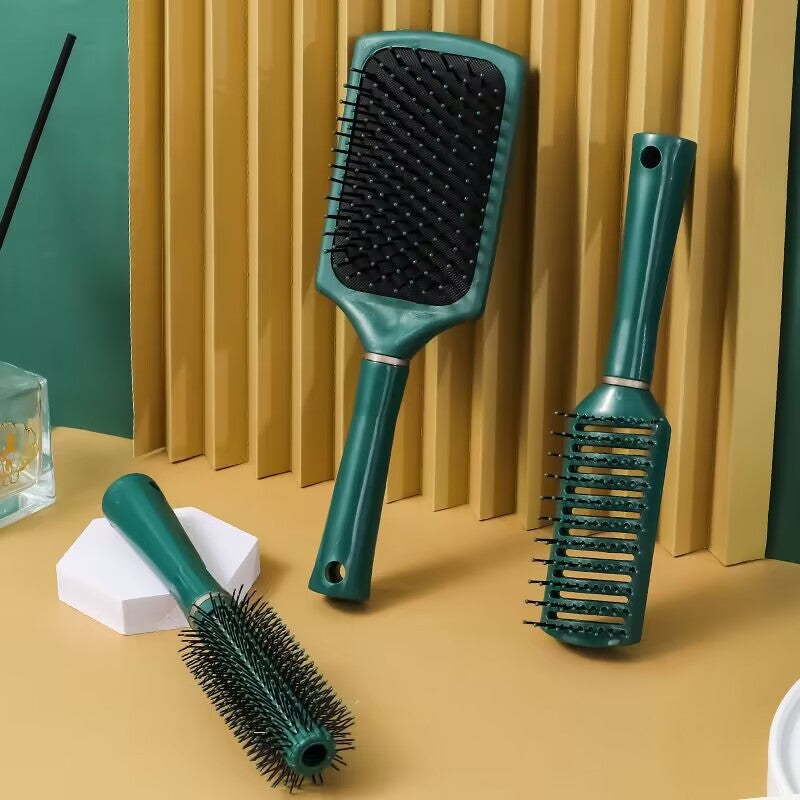 Brosses et peignes à cheveux bouclés à coussin d'air généreux verts