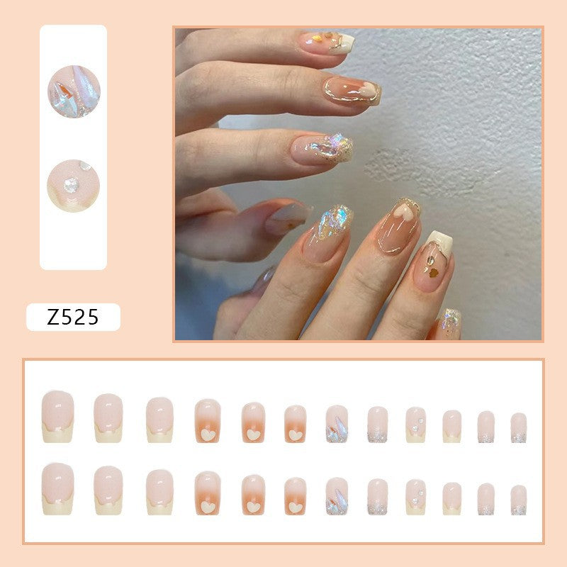 High-grade Short Fake Patch White French Nail Art