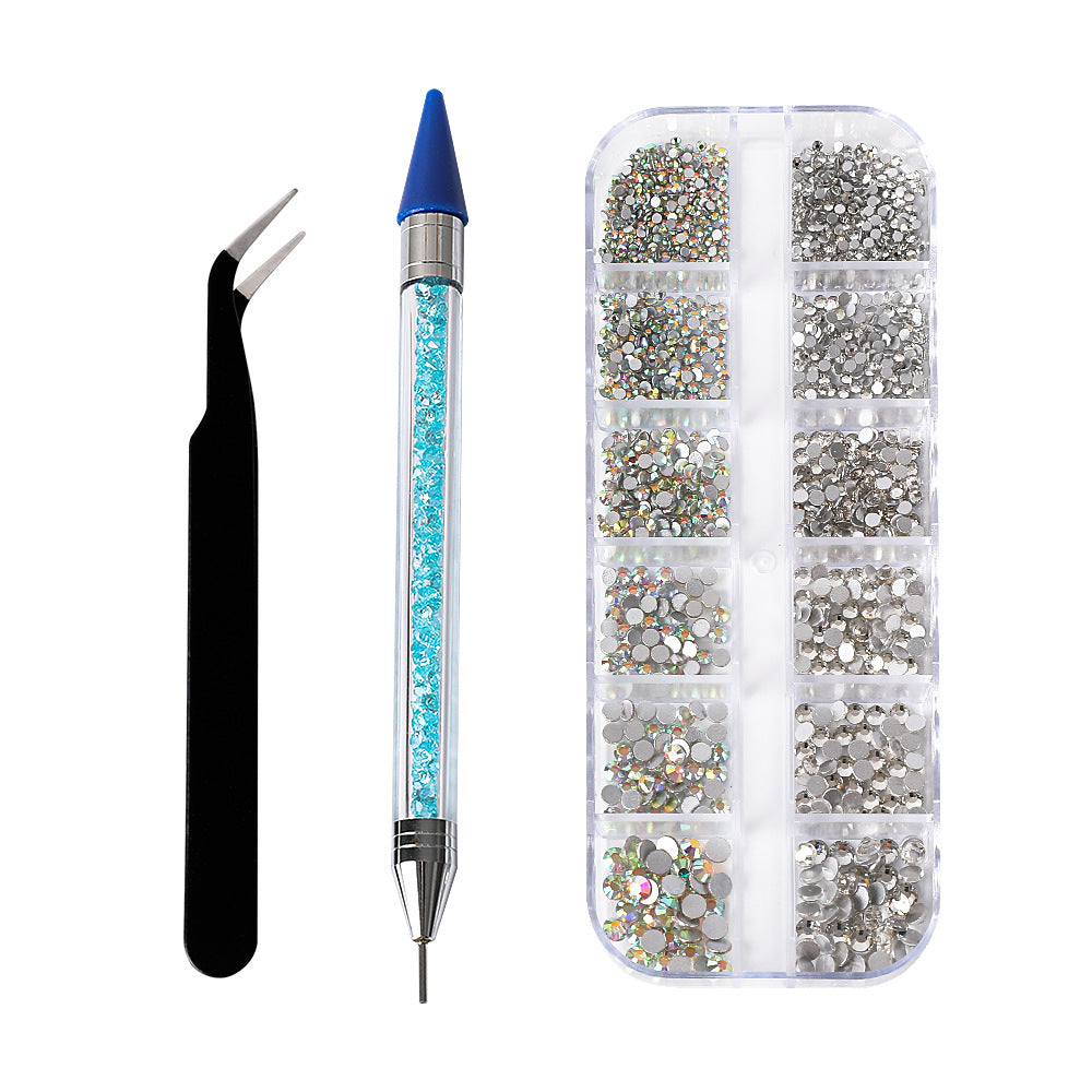 Ensemble d'outils de forage pour ongles avec pince à crayon à double tête et strass