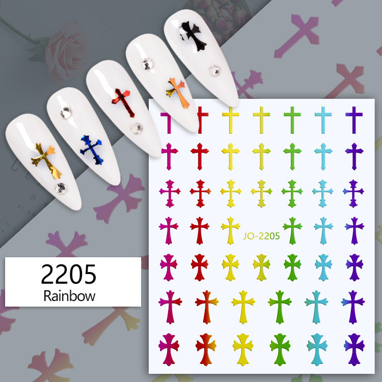 Heart Paper Color Cross Solid Beauty Nail Stickers