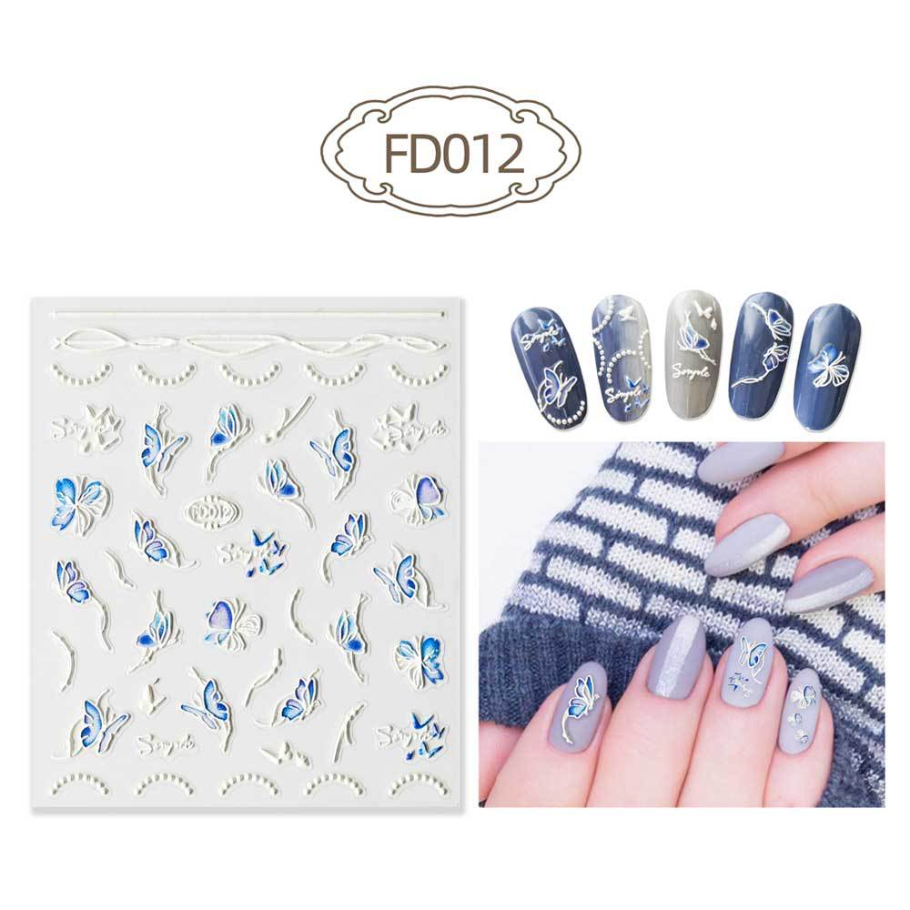 Three-dimensional Relief Cute Cartoon White Cloud Nail Stickers