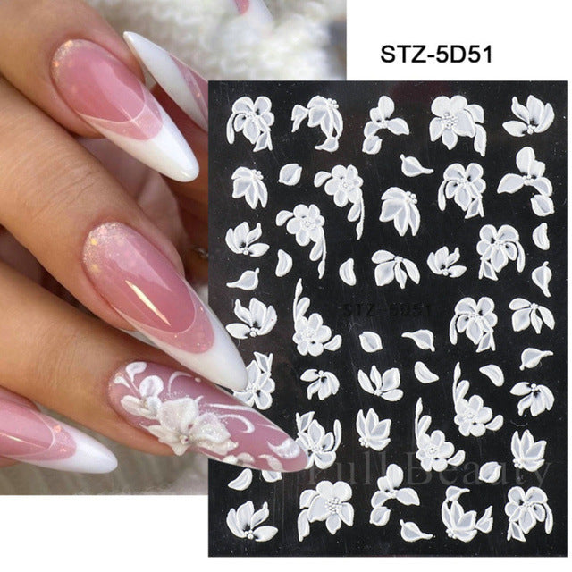 Pink Cherry Blossom Relief Stereo Nails Nail Care Nail Art