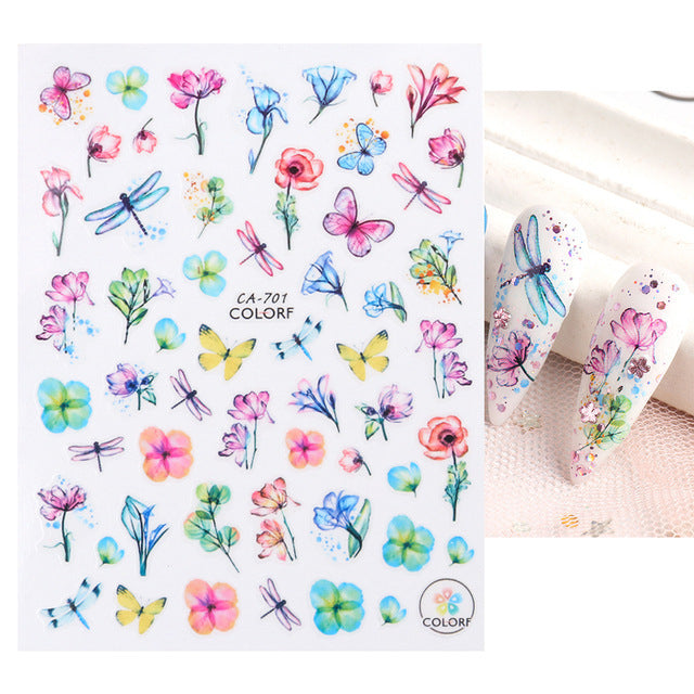 Glamorous Spring Rose Flower Tulip Adhesive Nail Stickers