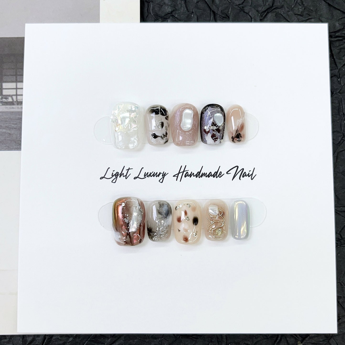 Mix Match White Handmade Wear Tip Light Luxury Nail Stickers