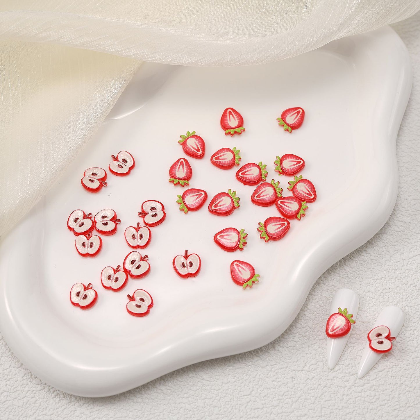 Strawberry Ornament Cute Refreshing Half Apple Nail Care Nail Art