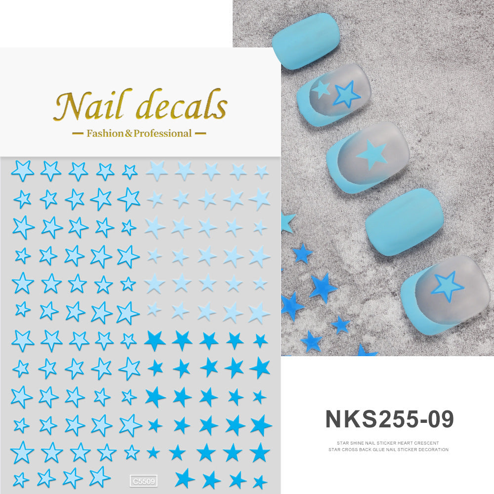 Navy Blue Stars Heart Four Kinds Nail Stickers