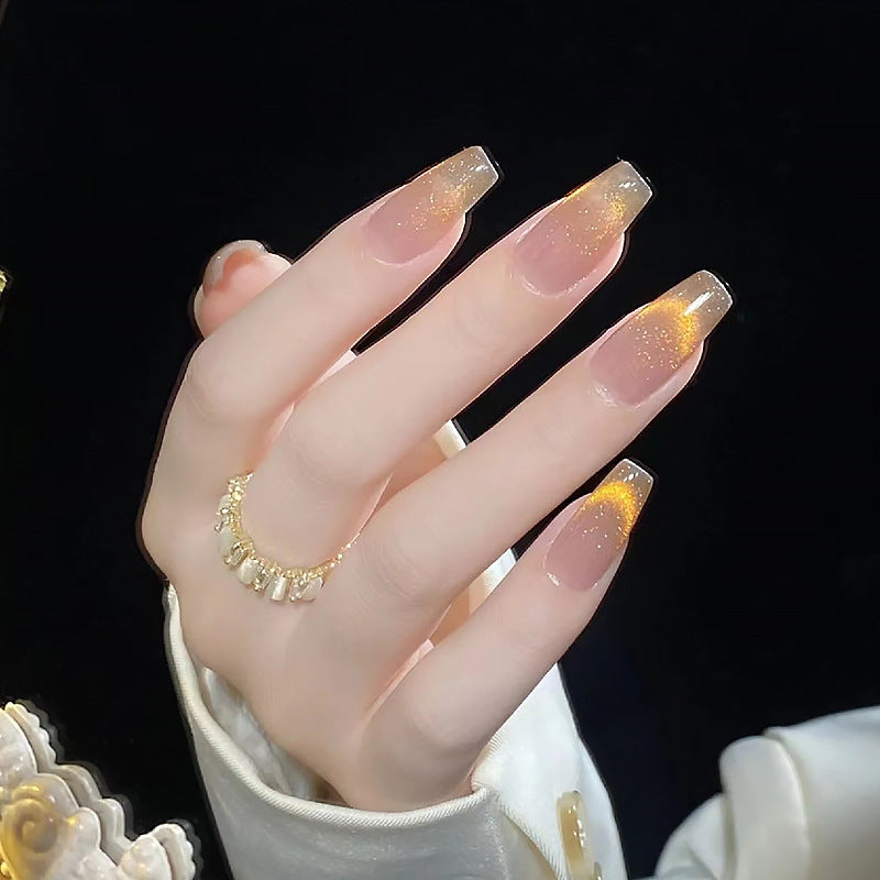 Faux ongles français blancs et fins à paillettes Cat's Wear