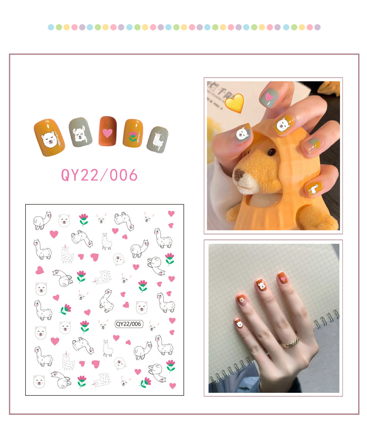 Little Bear Cartoon Cute Animal Unicorn Nail Stickers