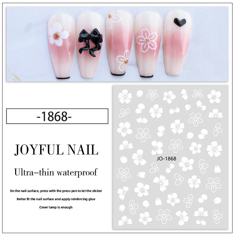 Beauty Heart Fresh Flowers Hollow White Nail Care Nail Art