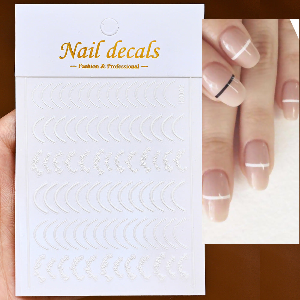 Lines Gold Sier Color Simple Style Adhesive Nail Stickers