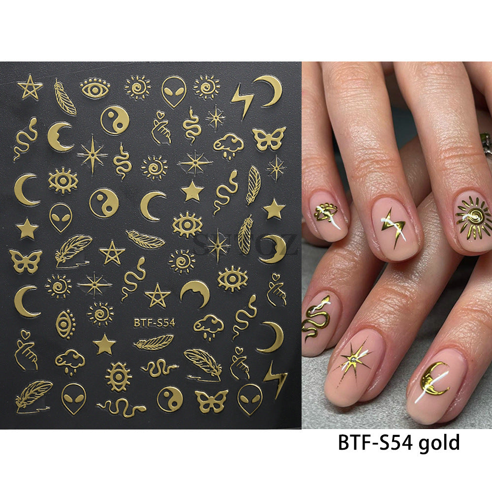 Autocollants pour ongles à motif irrégulier avec serpents simulés en forme de flammes d'épines