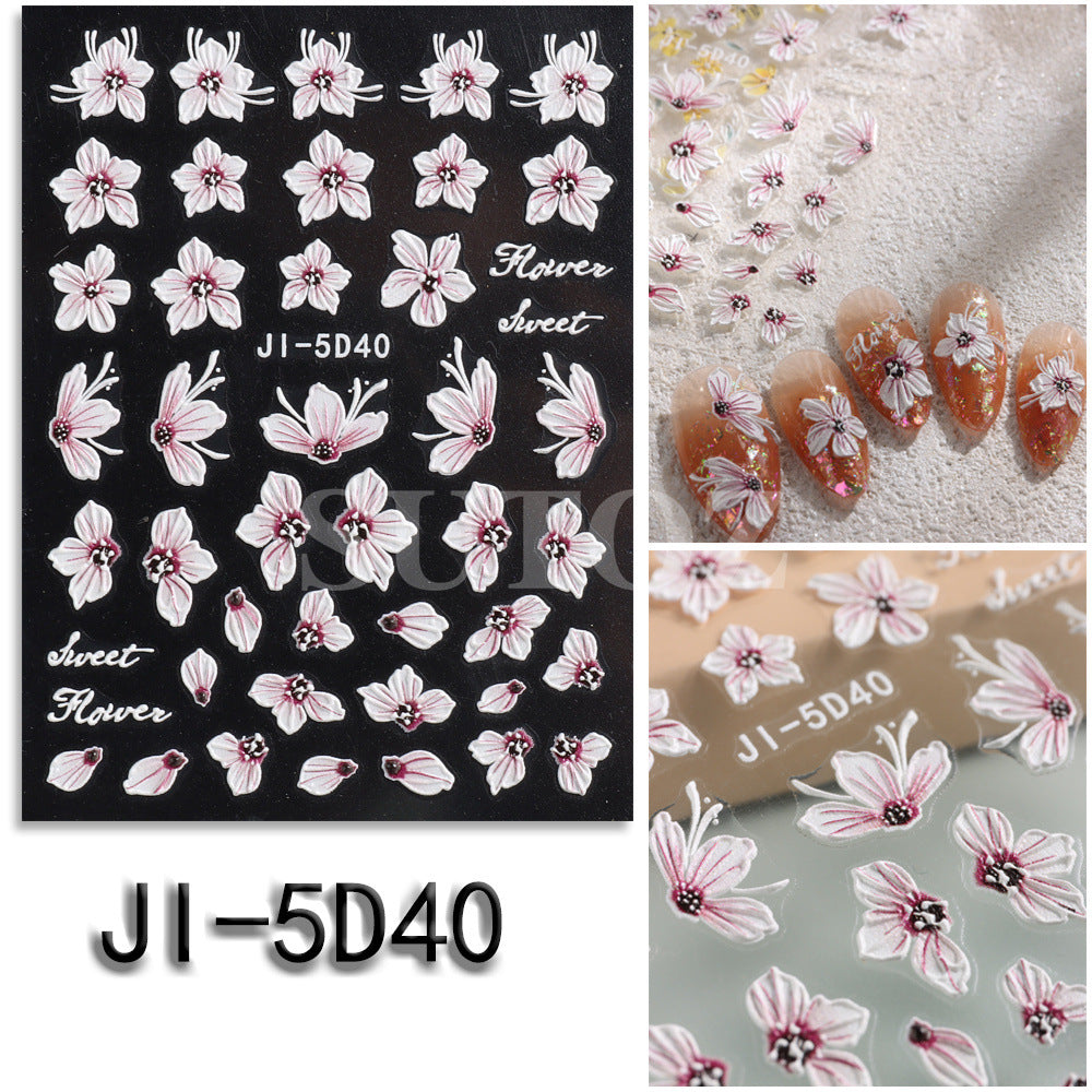 Spring Fresh Relief Three-dimensional Kapok Osmanthus Nail Stickers