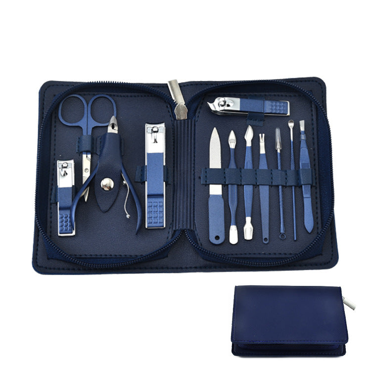 Stainless Steel Clippers Suit Manicure Blue Nail Tool Set