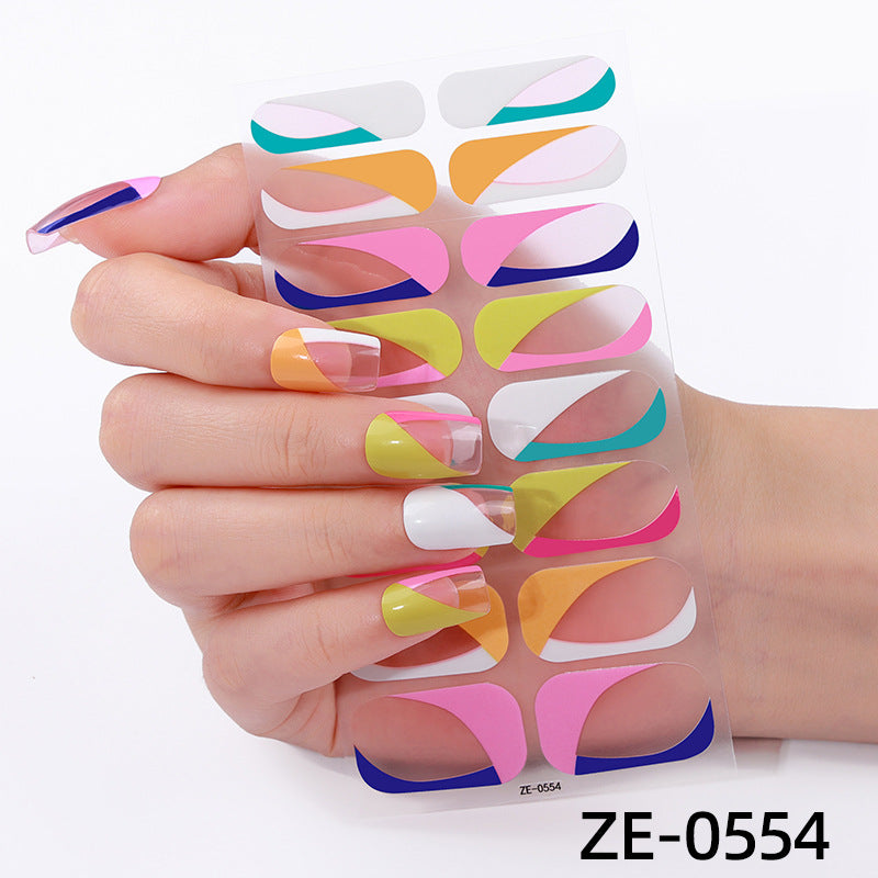 Powder Flashing French Butterfly Simple Flowers Nail Stickers