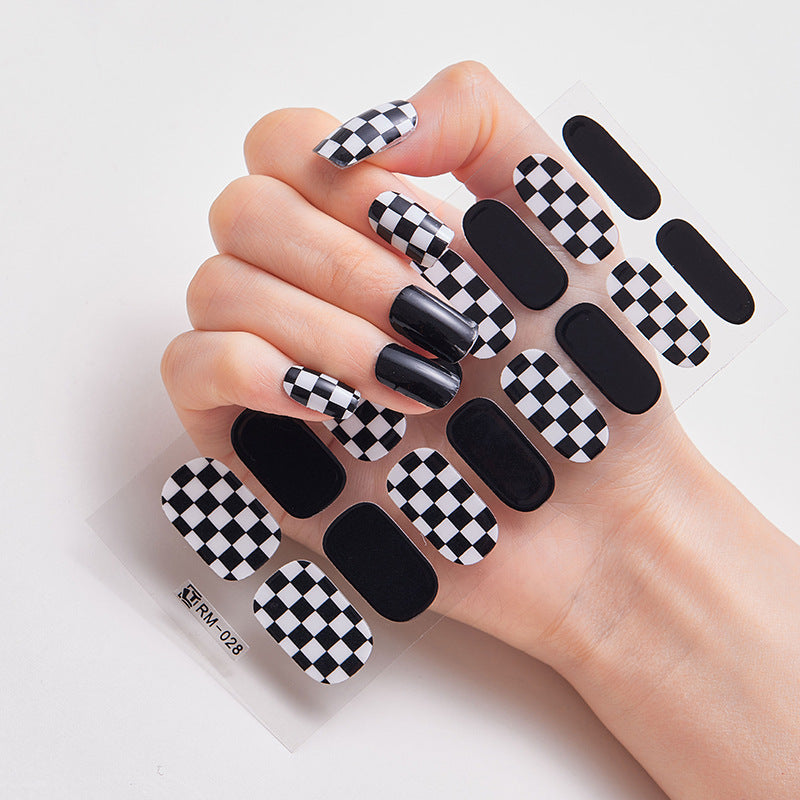 Metal Texture Full Chessboard Grid Heating Nail Stickers