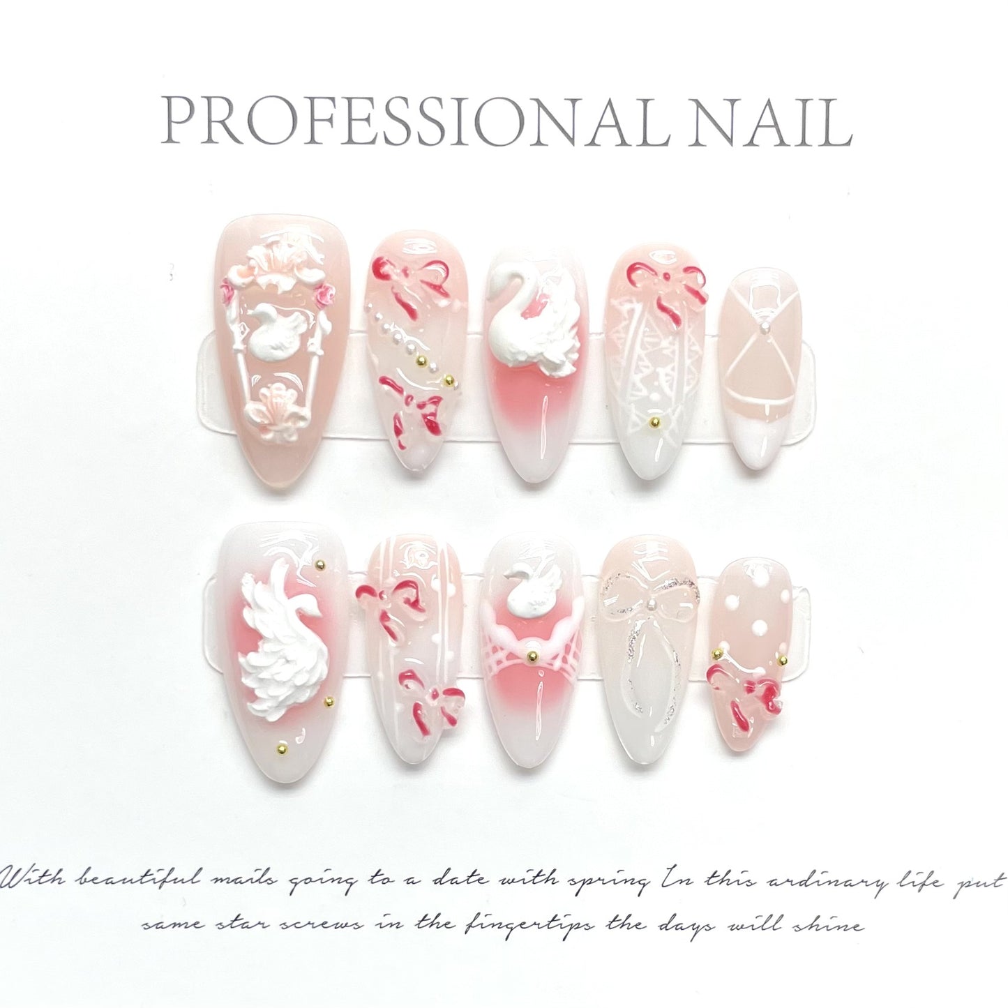 Portez un nail art haut en forme de cygne tridimensionnel sculpté de style chinois