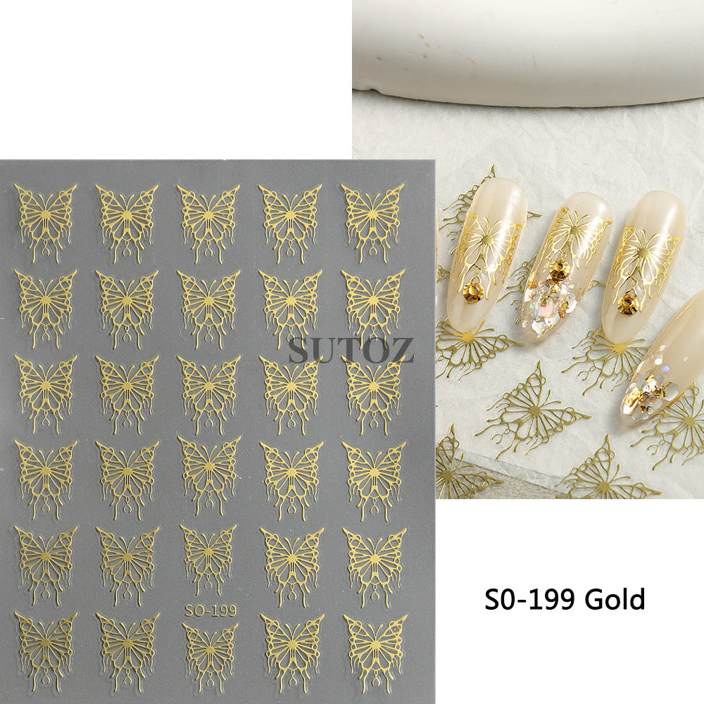 Sweet Cool Super Fairy Hollow Liquid Butterfly Nail Stickers