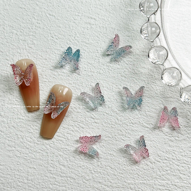 Flash Butterfly Ornament Two-color Luminous Small Nail Care Nail Art