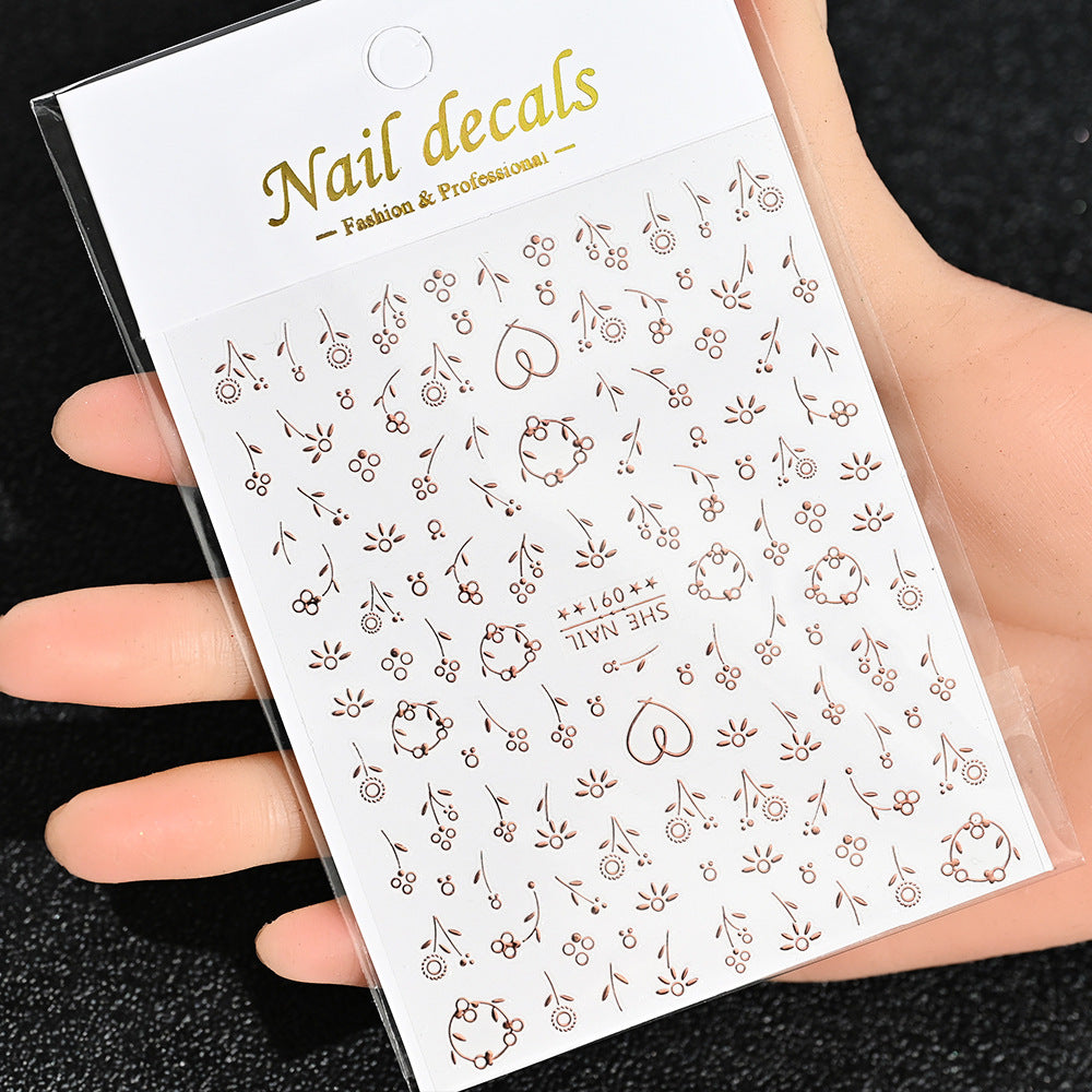 Cardboard Style Beautiful Laser Sier Heart-shaped Nail Stickers