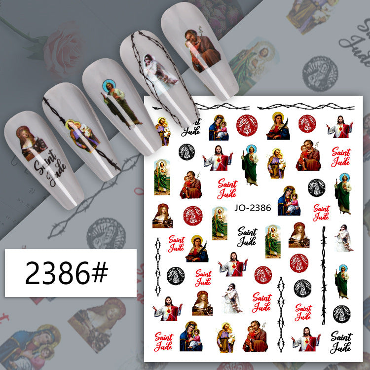 Retro Virgin Little Pattern Cupid Angel Nail Stickers