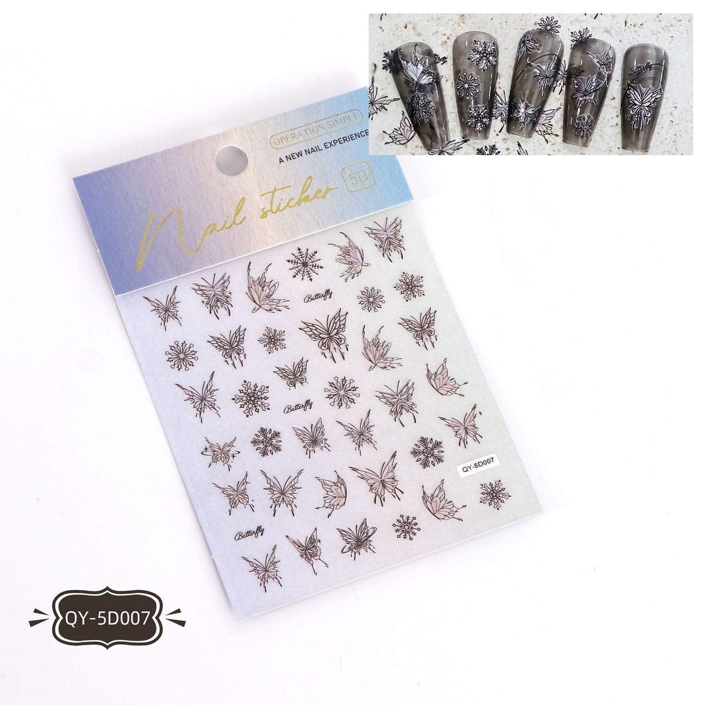 Relief Butterfly Laser Thin Tough Three-dimensional Nail Stickers