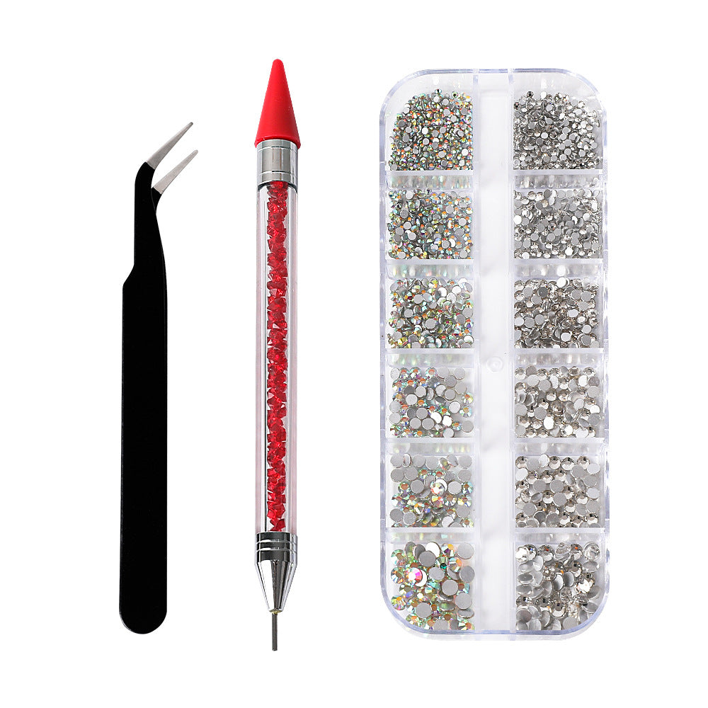 Ensemble d'outils de forage pour ongles avec pince à crayon à double tête et strass