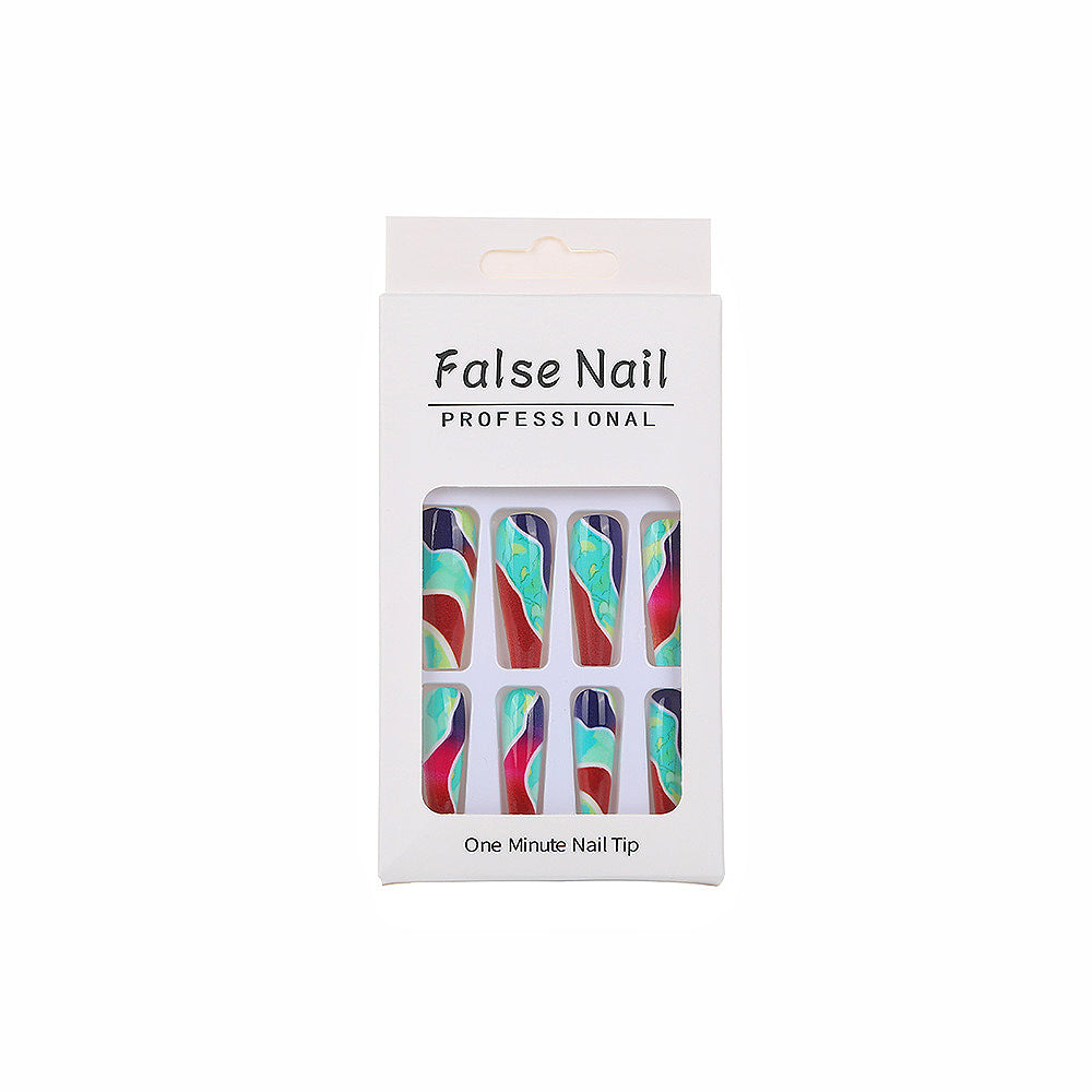 Faux ongles à motif d'eau coloré