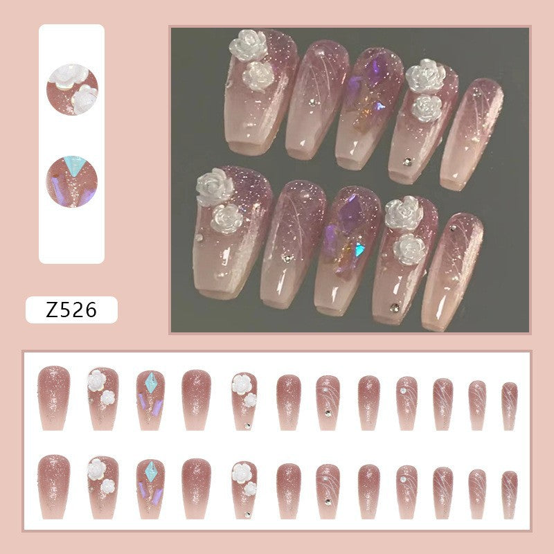 High-grade Short Fake Patch White French Nail Art