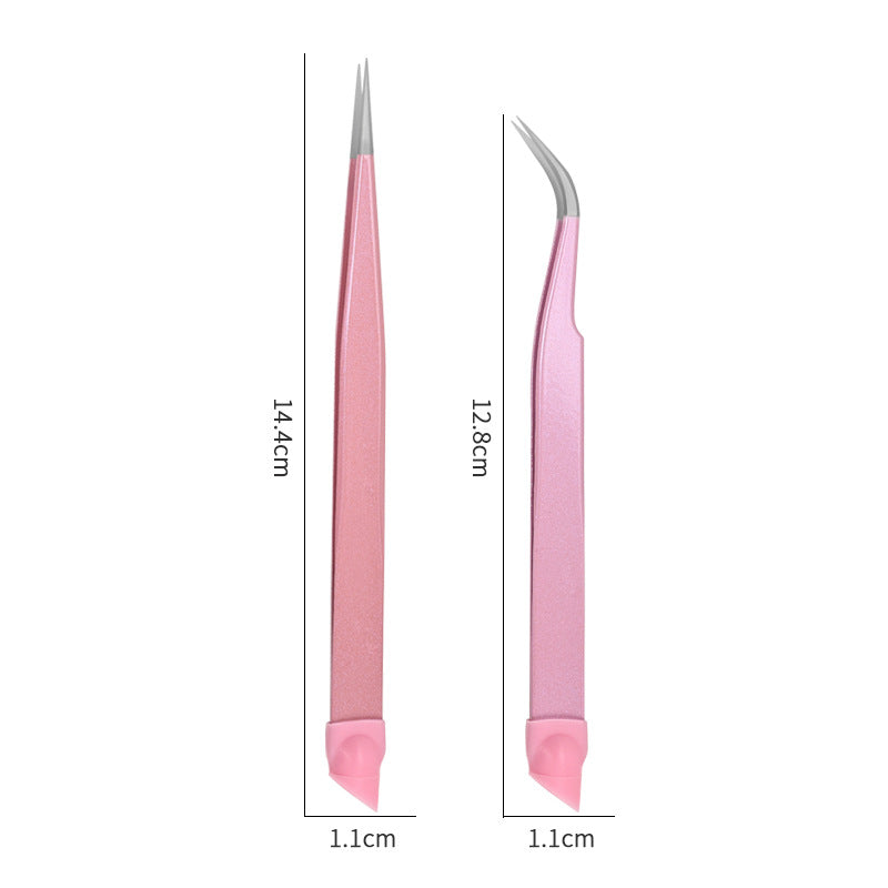 Manicure Double-headed Tweezers Rhinestone Clip With Silicone Nail Tool Set