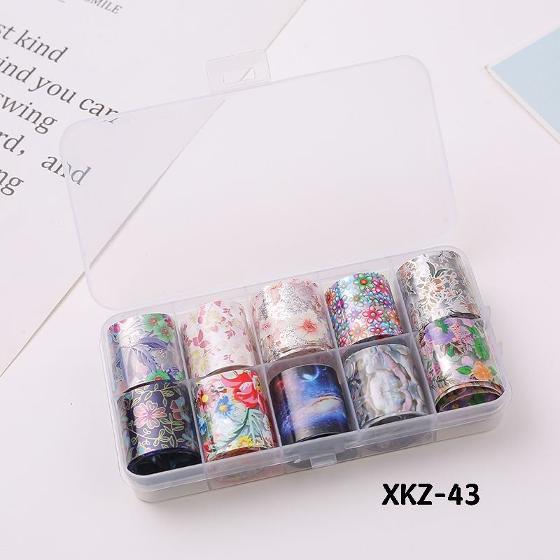 Flower Starry Sky Paper Color Boxed Lace Transfer Printing Nail Care Nail Art