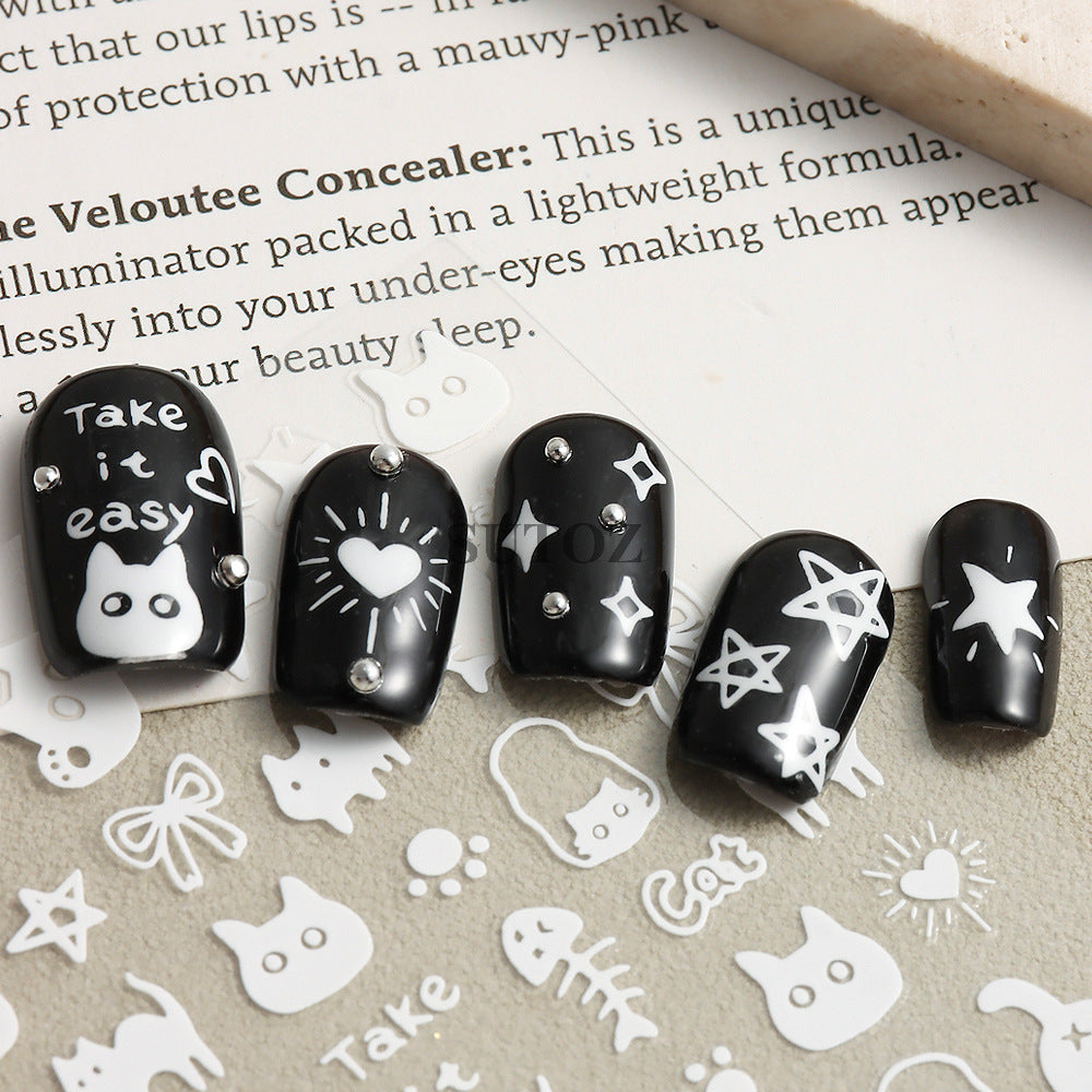 Cute Little Black Cat Cat's Paw Nail Stickers