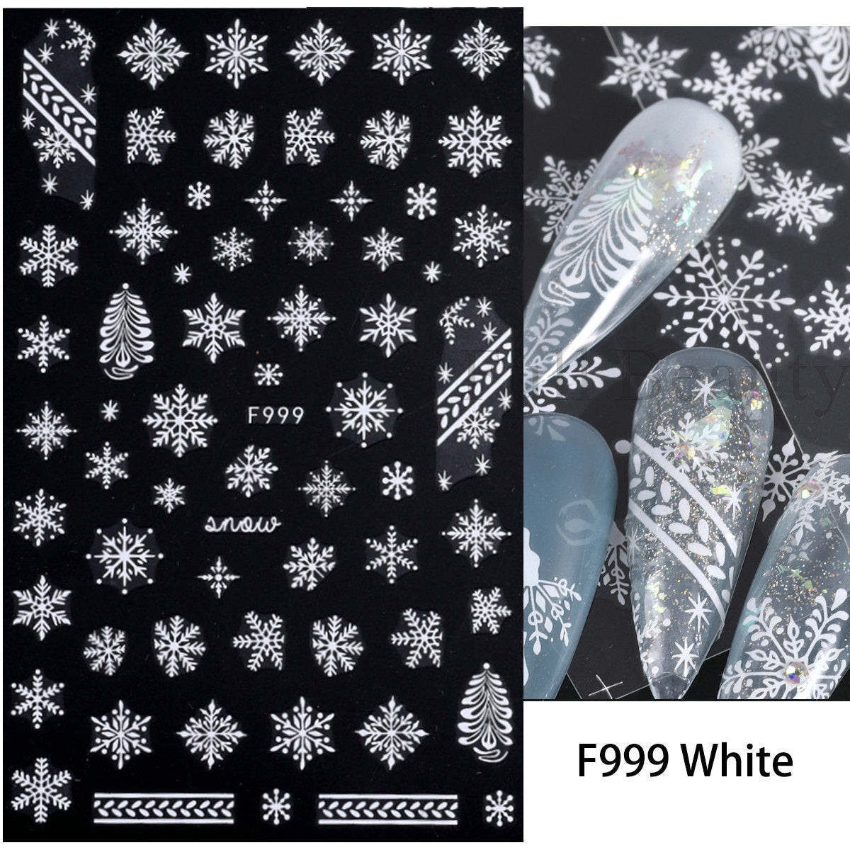 Christmas White Snowflake Winter Ballet Adhesive Nail Stickers