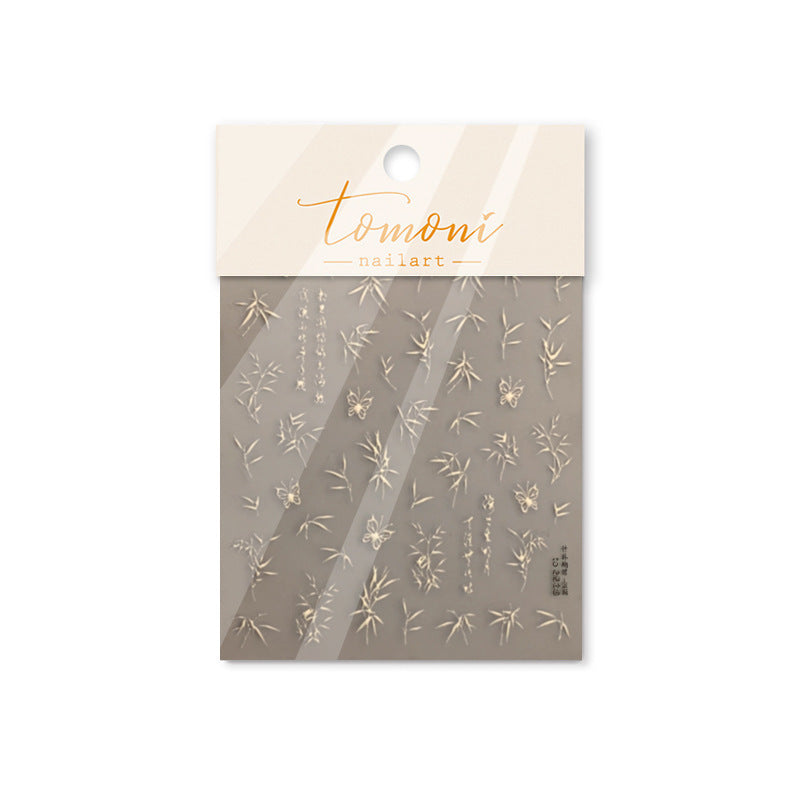 Gilding Retro National Style Bamboo Forest Nail Stickers