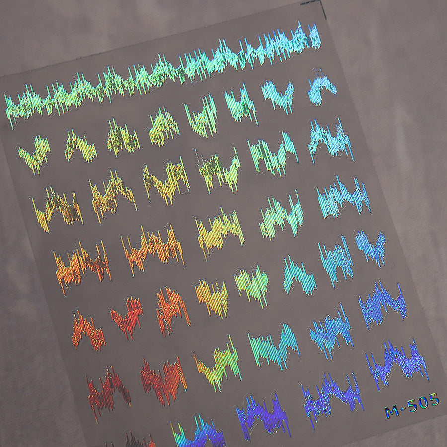 Beautiful Iron Technology Laser Adhesive Reflective Nail Stickers