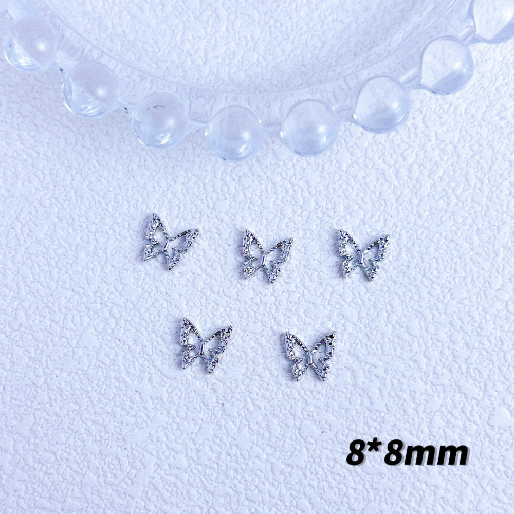 Bow Butterfly Sier Series Ornament Handmade Nail Care Nail Art