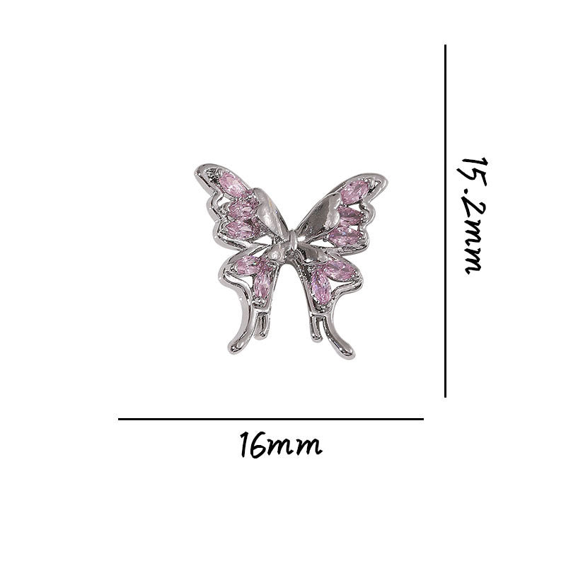 Light Luxury Liquid Butterfly Zircon With Diamond Three-dimensional Nail Care Nail Art