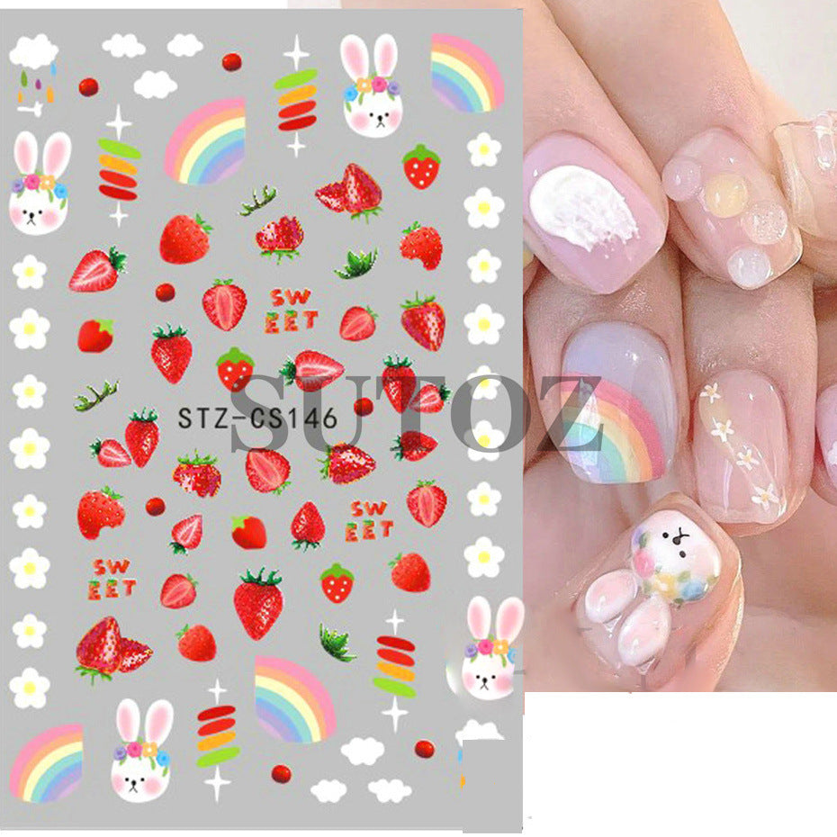 Summer Style Strawberry Peach Bear Cute Nail Stickers