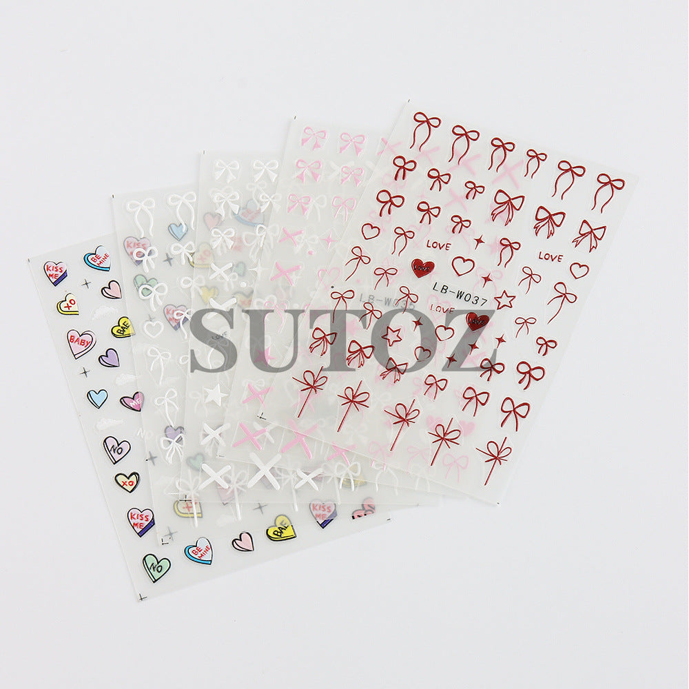 Day French Pure Desire Bow Love Nail Stickers