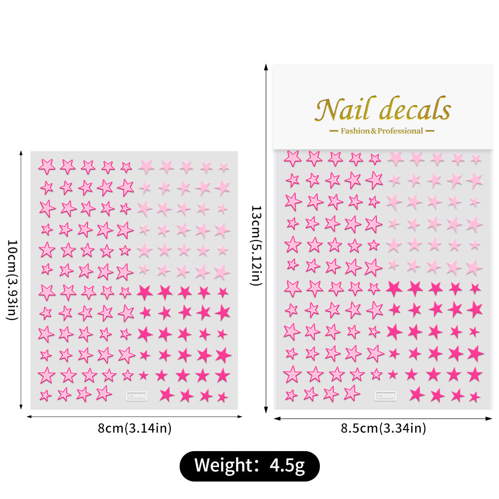 Navy Blue Stars Heart Four Kinds Nail Stickers