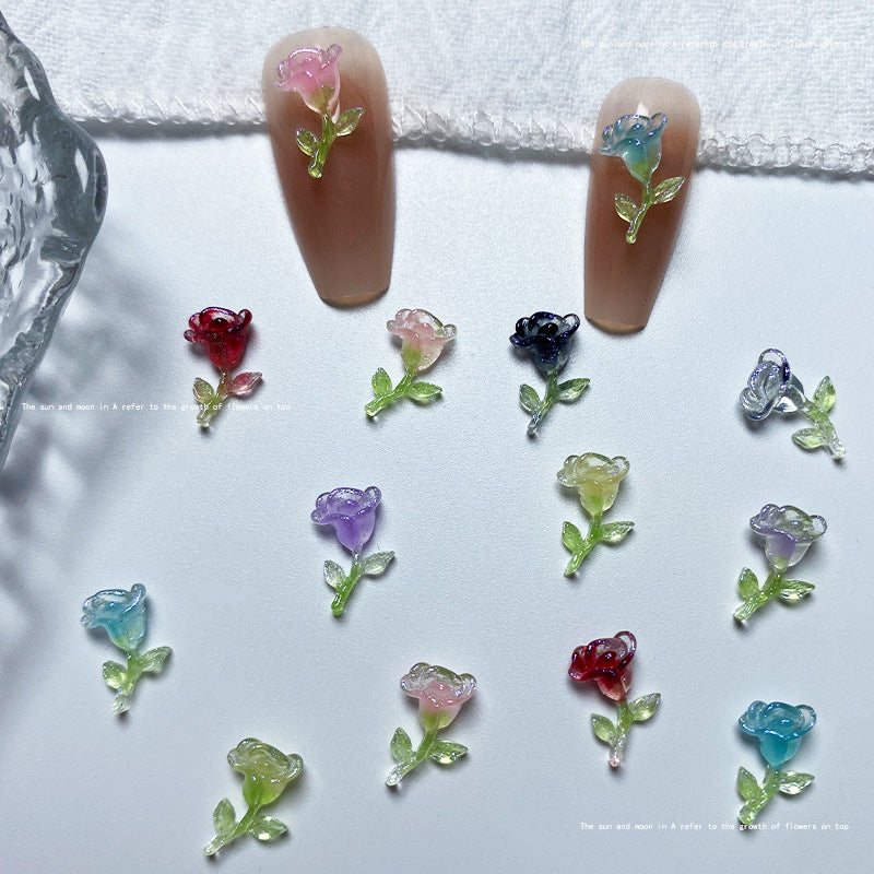 Boucles d'oreilles design de niche ornementales tulipes Matériau lumineux Porter des soins des ongles Nail Art